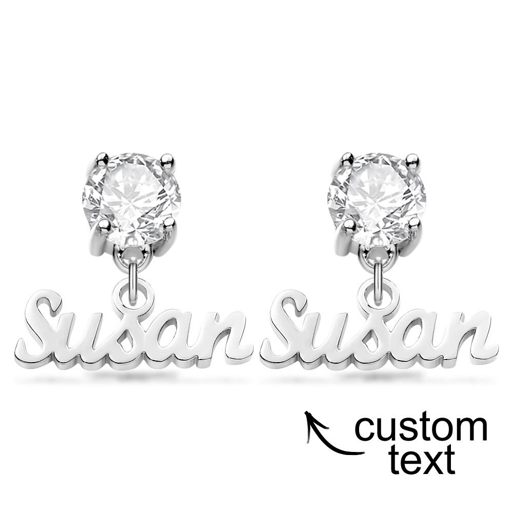 Personalized Name Earrings for Women with Birthstone Custom Name Dangle Earrings