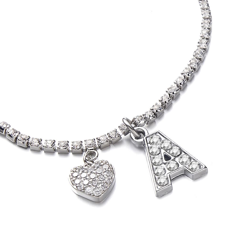 Personalized Sparkle Initial Anklet Custom Name Anklet Adjustable Ankle Chain Gift for Her