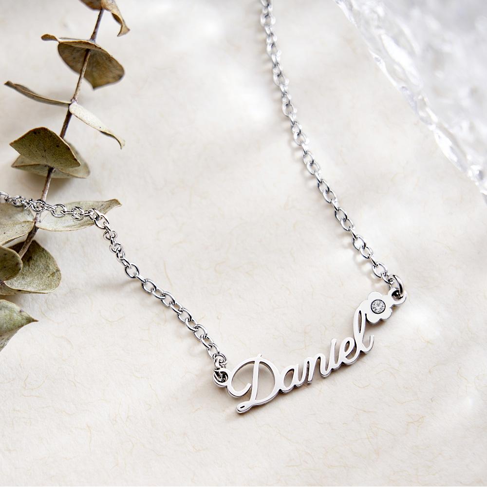 Custom Name Necklace Birthstone Flower Unique Gifts
