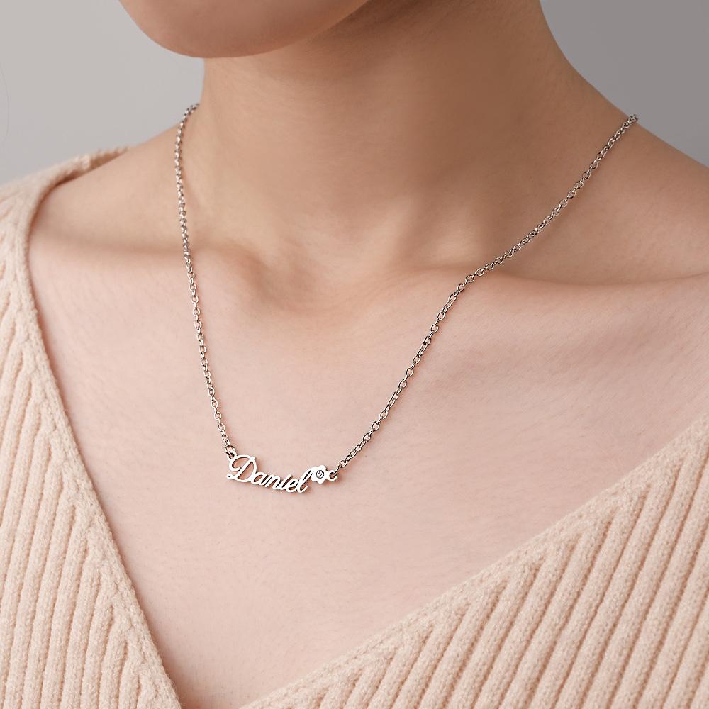 Custom Name Necklace Birthstone Flower Unique Gifts