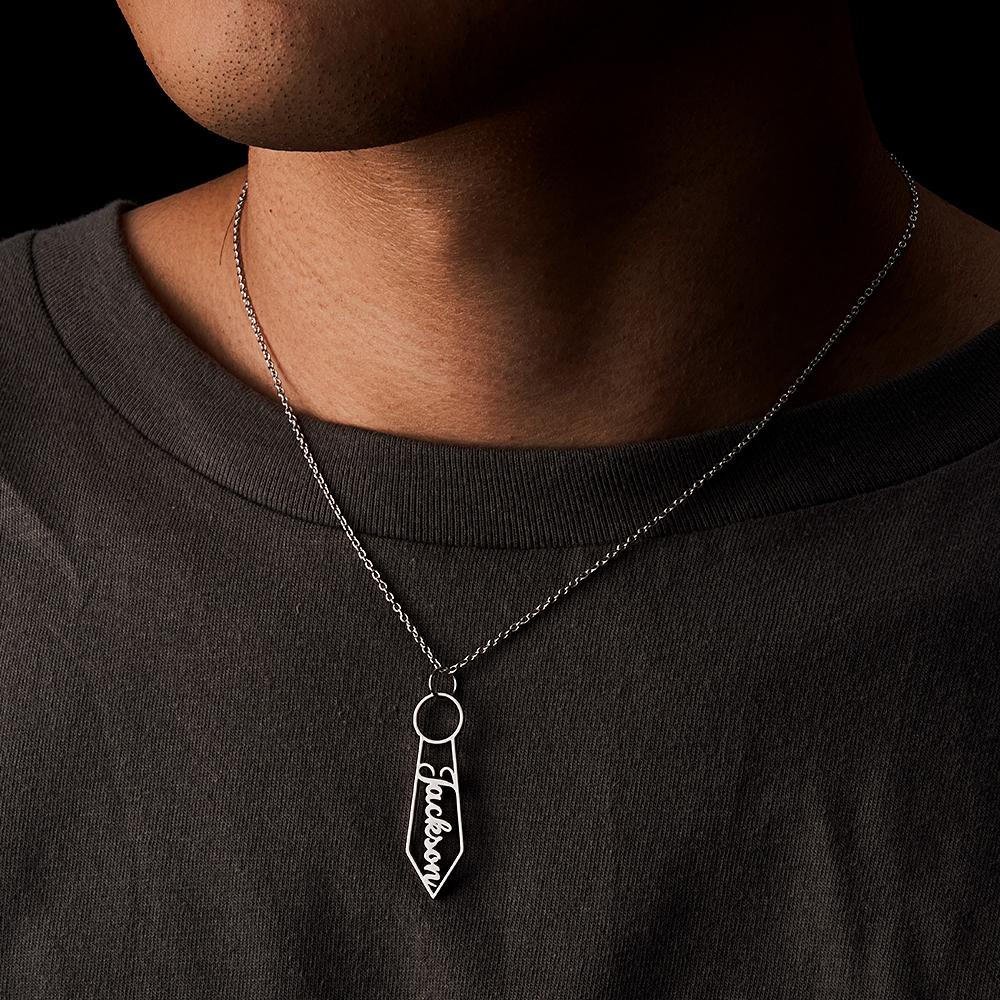 Custom Name Necklace Cartoon Tie Funny Gifts for Men