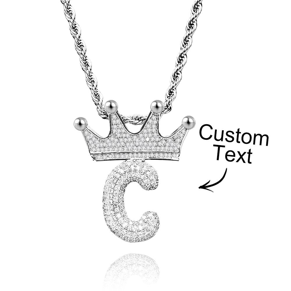 Custom Name Necklace With Crown Trendy Letter Chain Hip Hop Necklace For Men