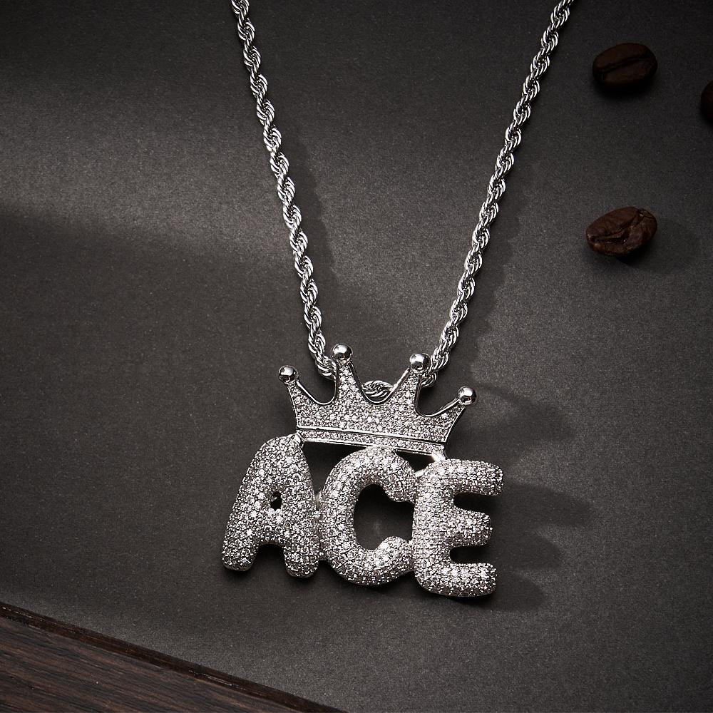 Custom Name Necklace With Crown Trendy Letter Chain Hip Hop Necklace For Men