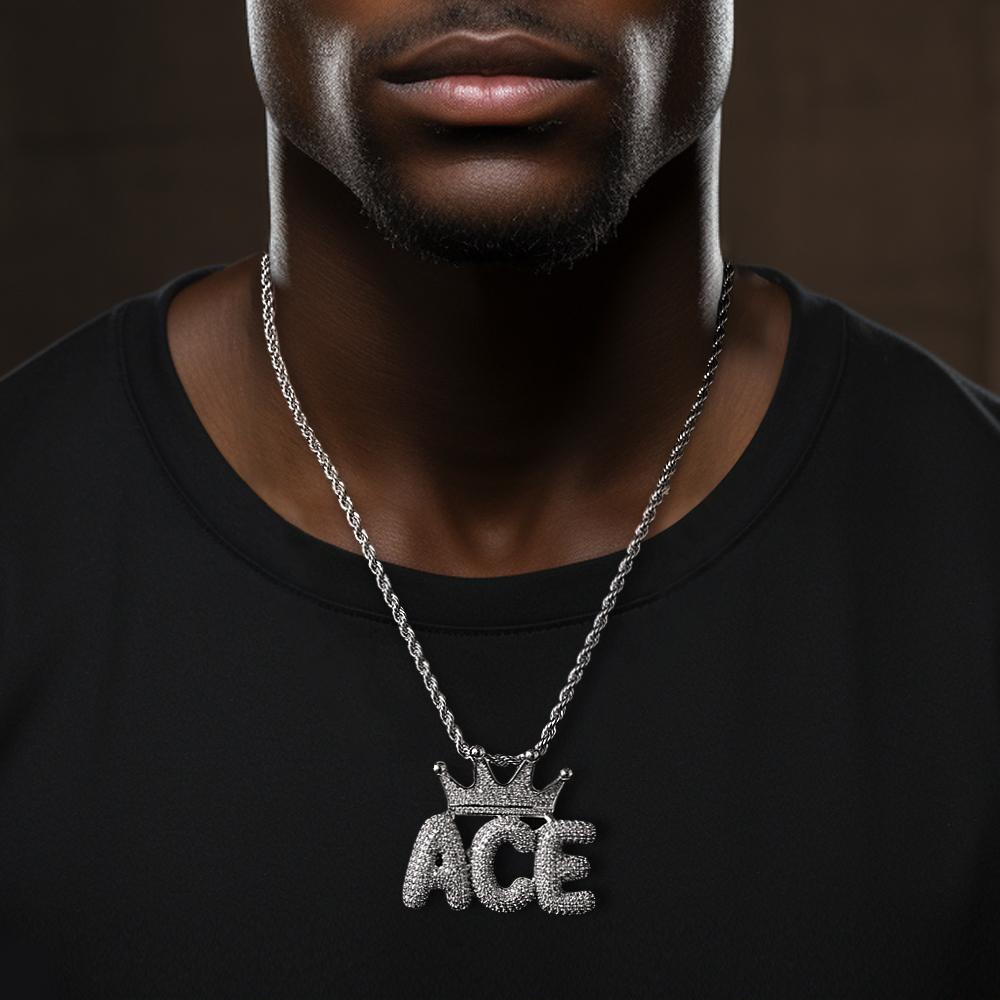 Custom Name Necklace With Crown Trendy Letter Chain Hip Hop Necklace For Men