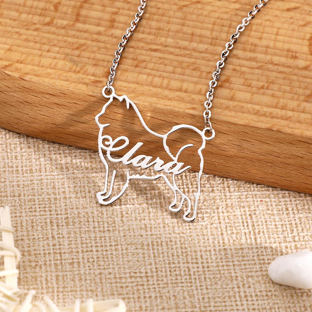 Custom Dog Contour Name Necklace Creative  Memorial Gifts For Dog Lovers