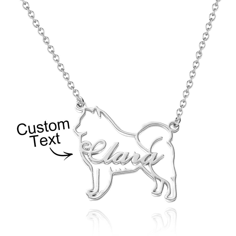Custom Dog Contour Name Necklace Creative  Memorial Gifts For Dog Lovers