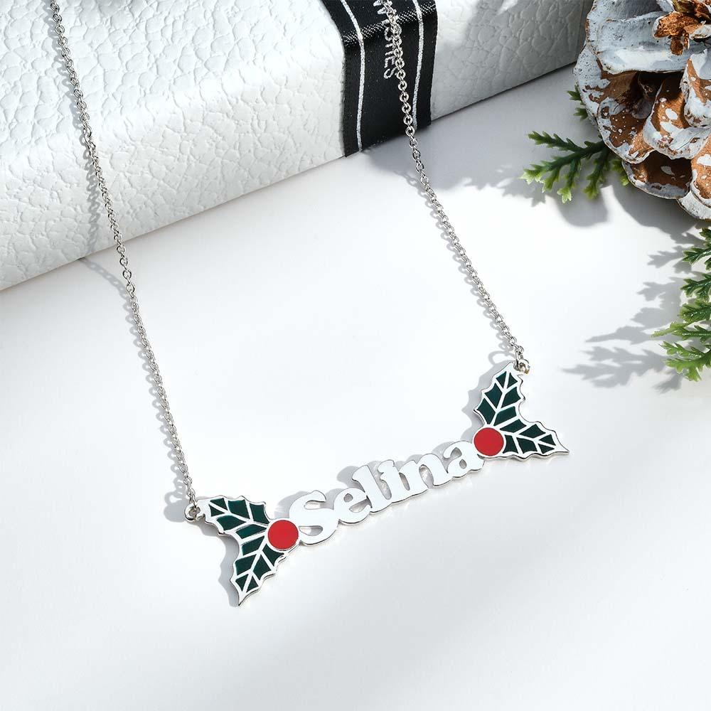 Custom Name Necklace Christmas Berries Unique Gift