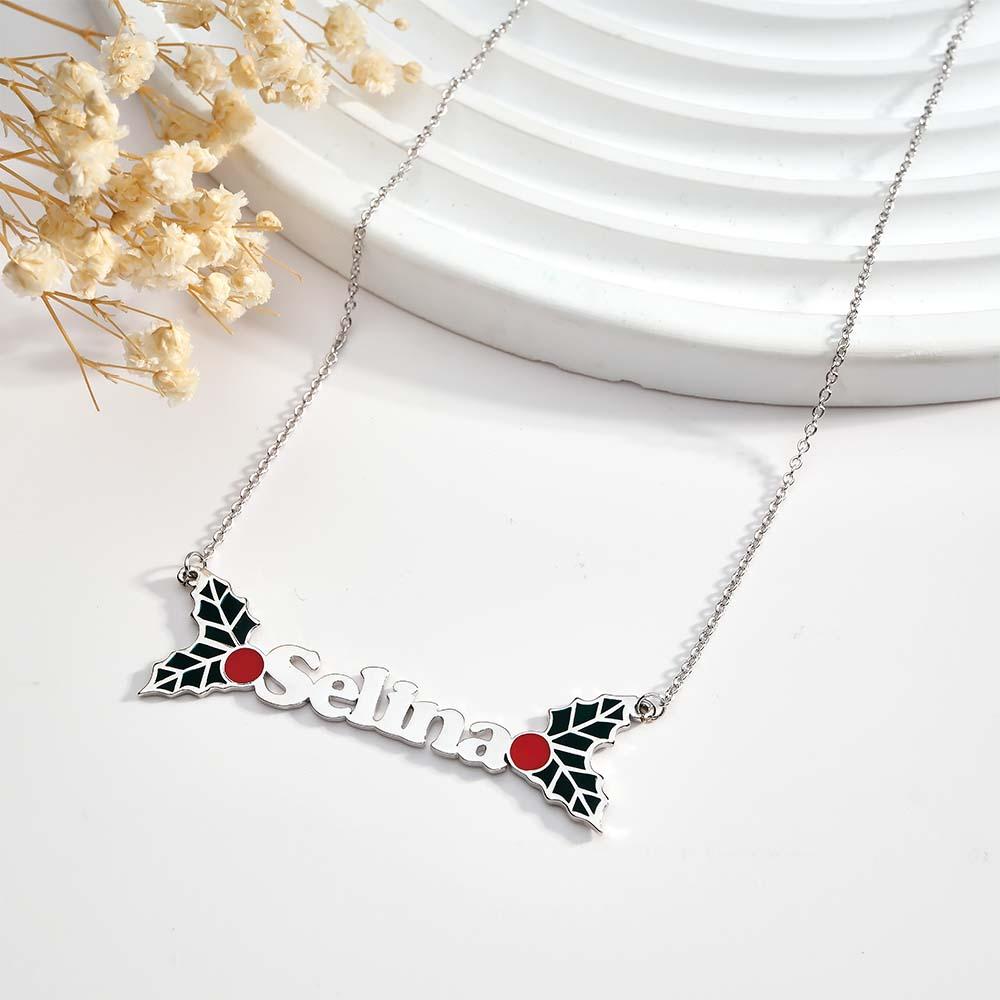Custom Name Necklace Christmas Berries Unique Gift
