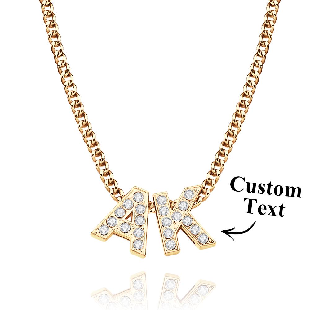 Custom Name Iced Cuban Necklace Trendy Initial Letter Necklace Jewelry Gifts For Her