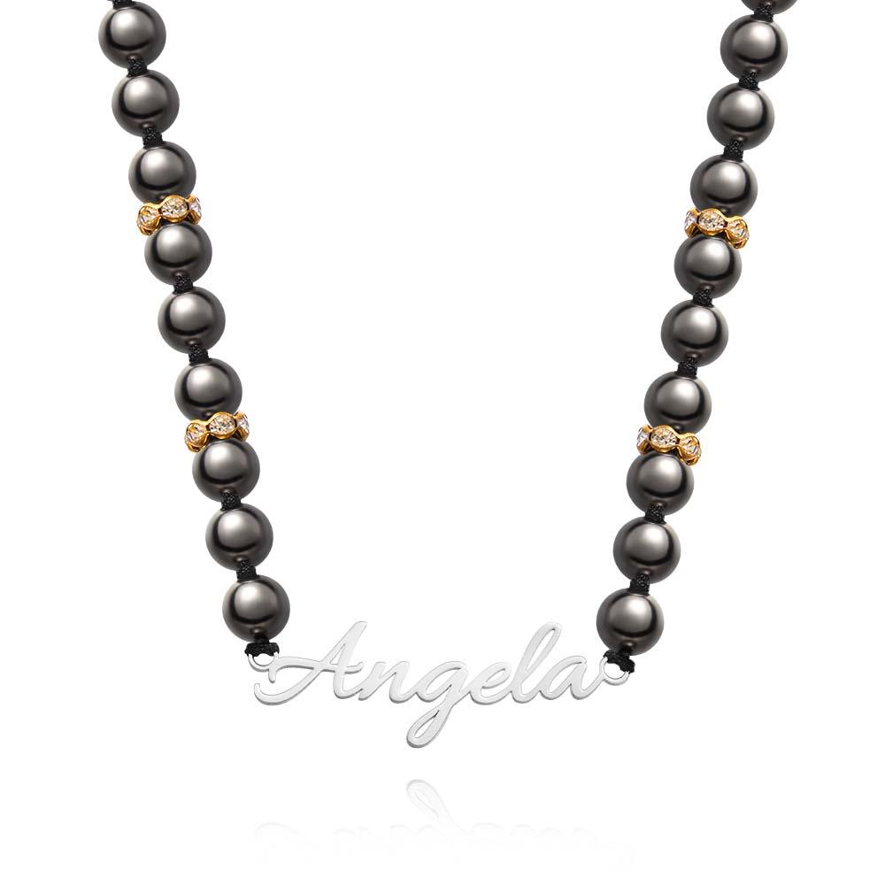 Personalized Name Black Beads Necklace Simple jewelry Gifts For Her