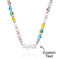 Custom Rainbow Beaded Name Necklace Summer Fashion Colorful Necklace for Kids