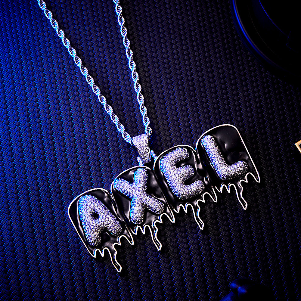 Custom Men's Name Necklace Hip Hop Oil Drop Letter Necklace Street Style Pendant Gift for Him