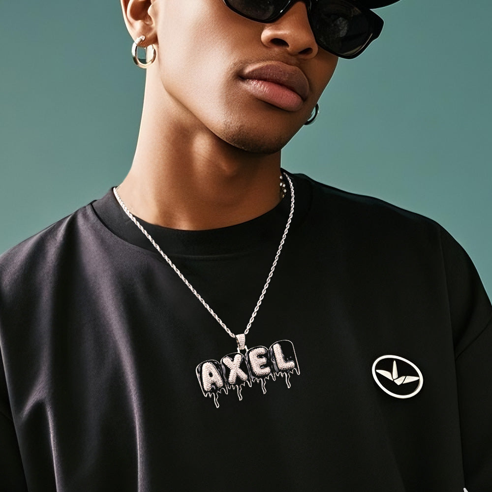 Custom Men's Name Necklace Hip Hop Oil Drop Letter Necklace Street Style Pendant Gift for Him