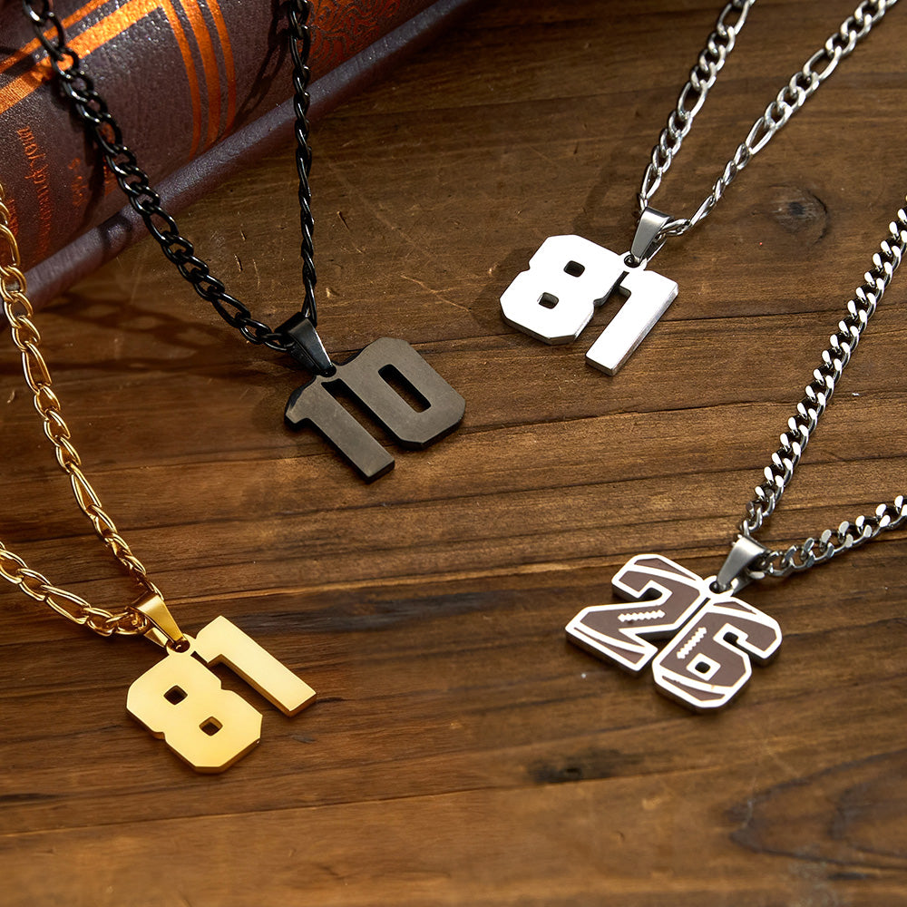 Custom Men's Number Necklace Stainless Steel Sports Pendant for Athletes & Football Lovers Personalized Player Jewelry Gift