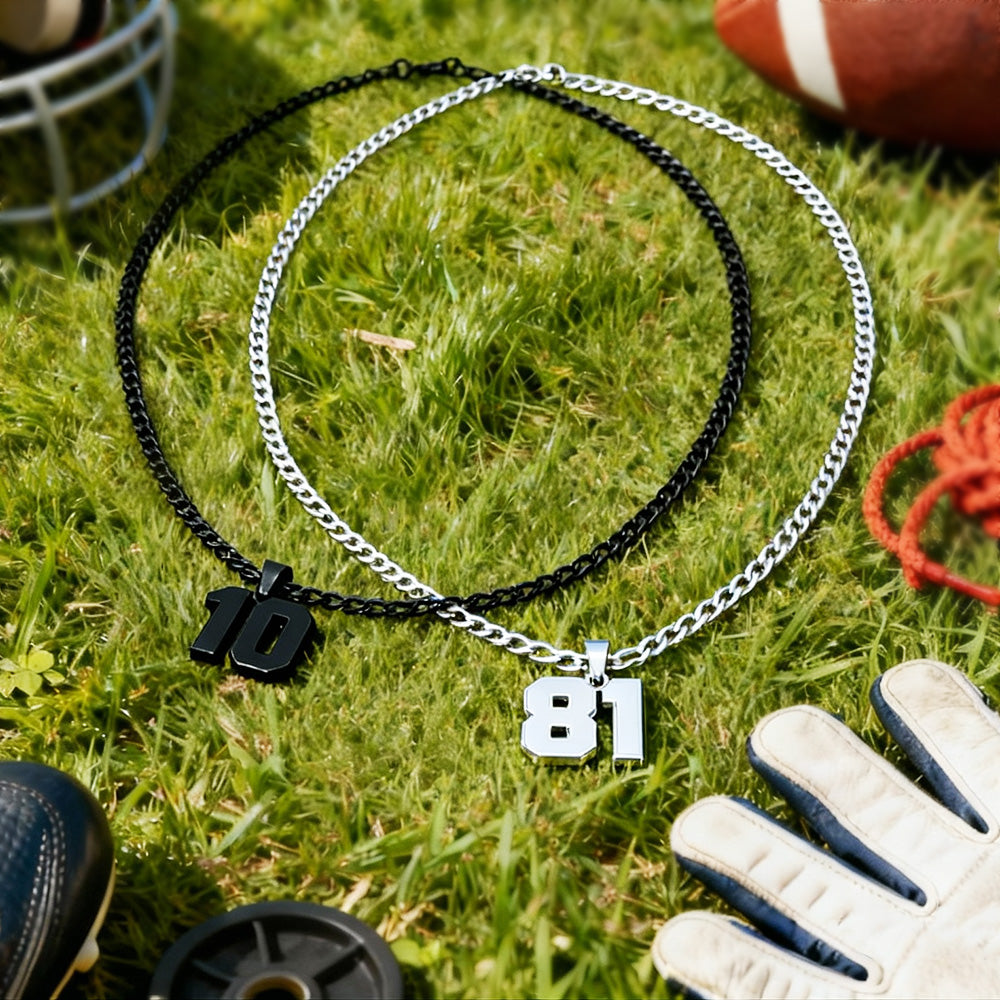 Custom Men's Number Necklace Stainless Steel Sports Pendant for Athletes & Football Lovers Personalized Player Jewelry Gift