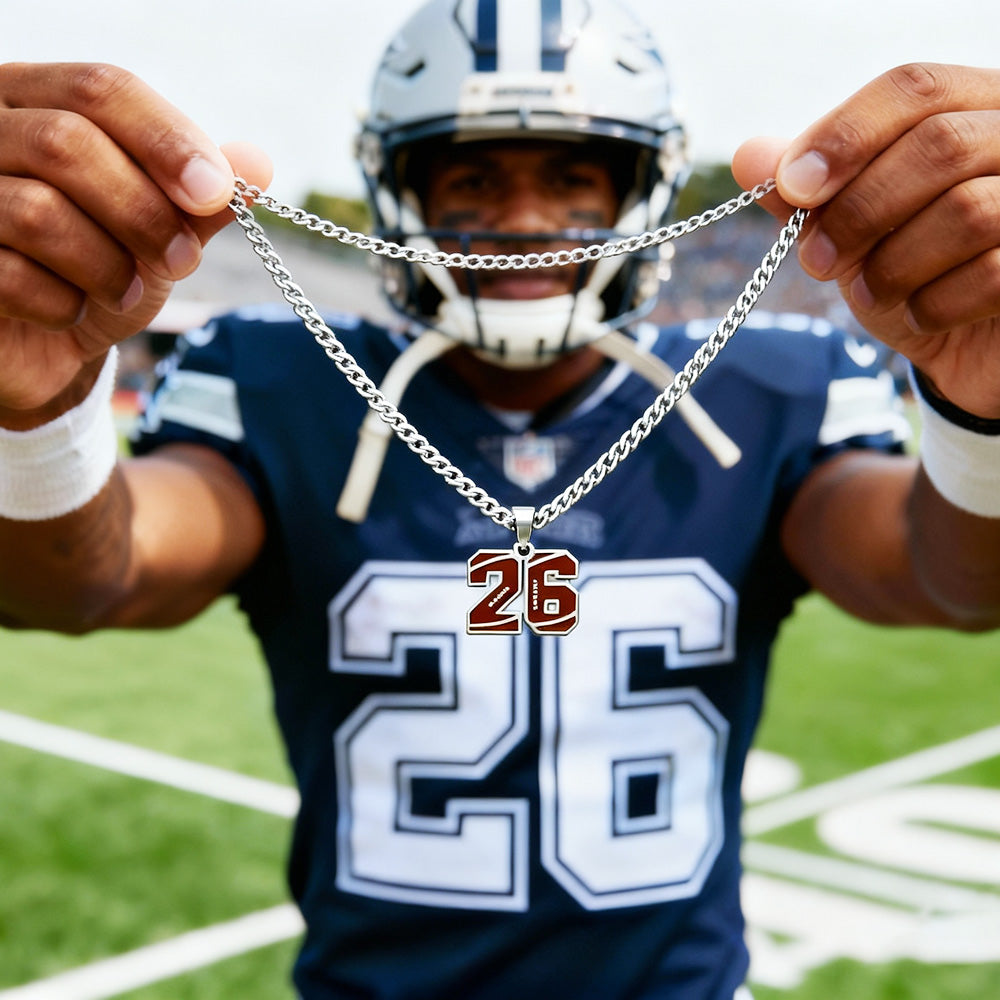 Custom Men's Number Necklace Stainless Steel Sports Pendant for Athletes & Football Lovers Personalized Player Jewelry Gift