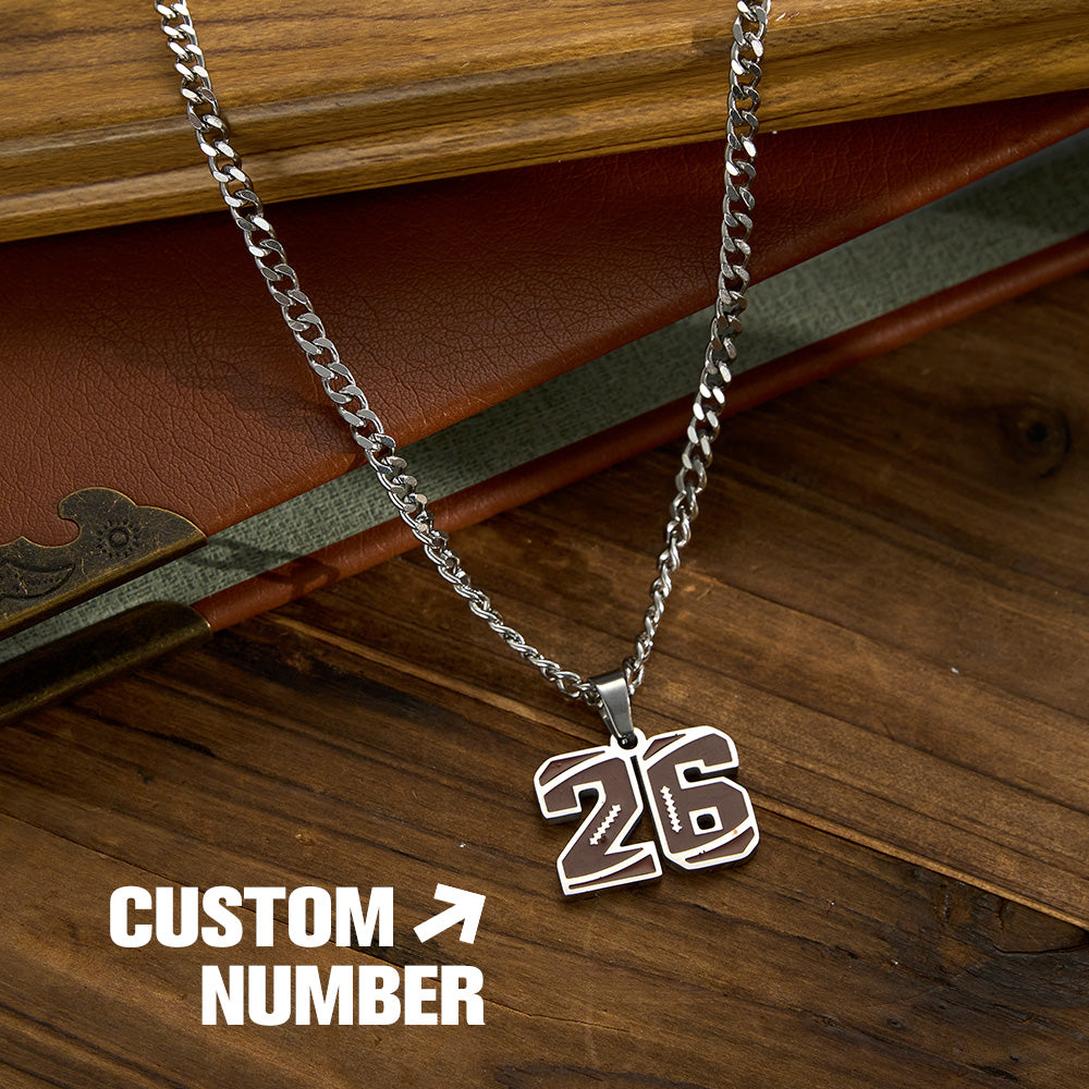 Custom Men's Number Necklace Stainless Steel Sports Pendant for Athletes & Football Lovers Personalized Player Jewelry Gift