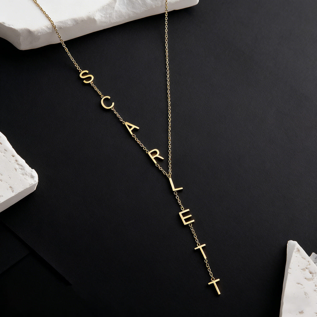 Custom Initial Necklace Custom Drop Name Necklace Name Y Necklace Personalized Gift for Her Bridesmaid Jewelry