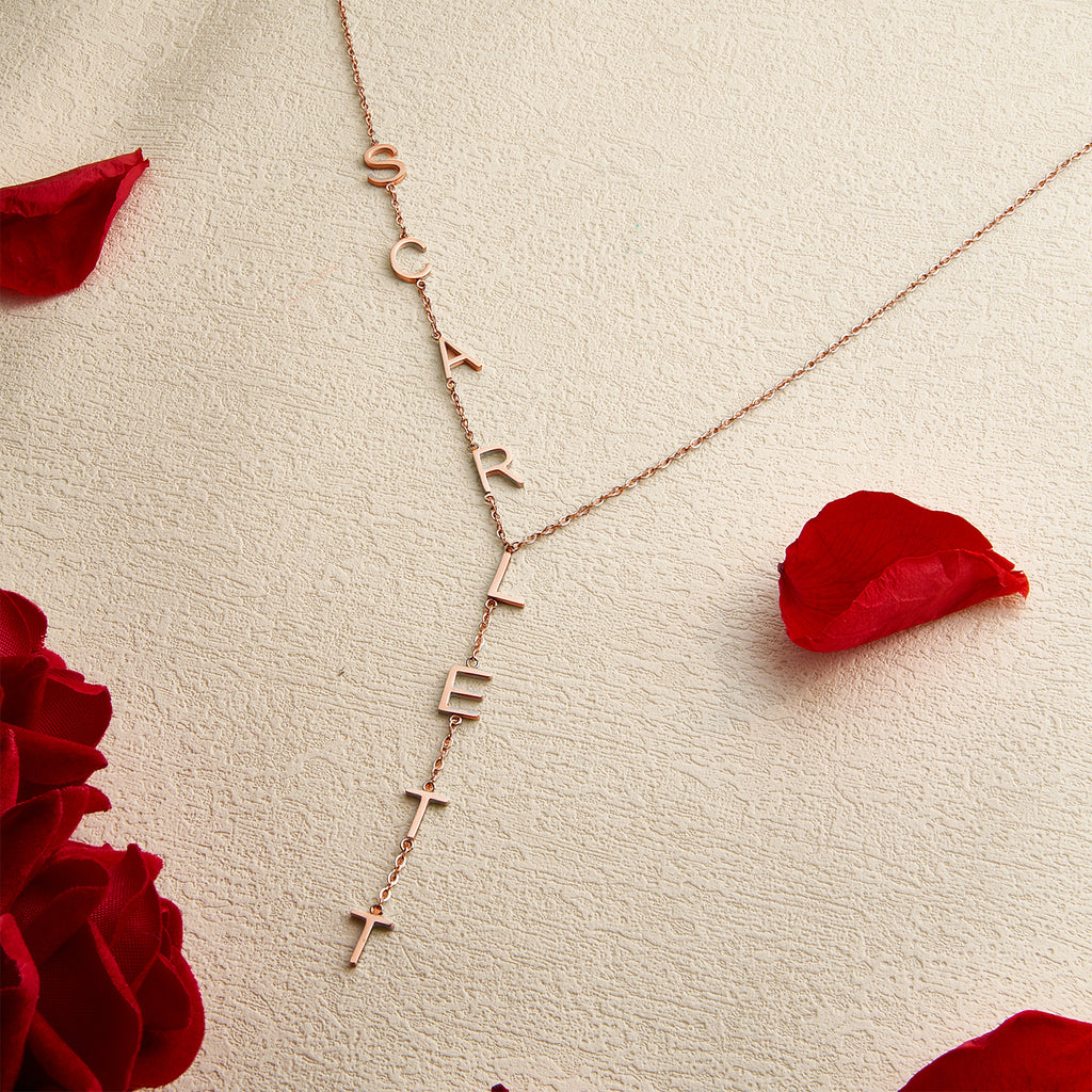 Custom Initial Necklace Custom Drop Name Necklace Name Y Necklace Personalized Gift for Her Bridesmaid Jewelry