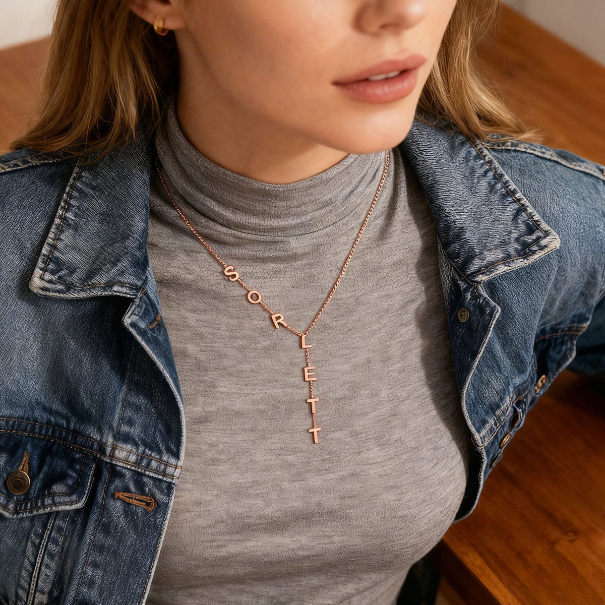 Custom Initial Necklace Custom Drop Name Necklace Name Y Necklace Personalized Gift for Her Bridesmaid Jewelry