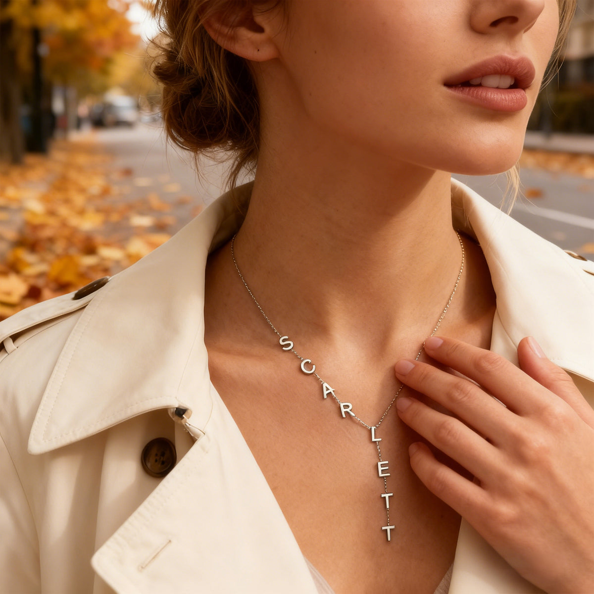 Custom Initial Necklace Custom Drop Name Necklace Name Y Necklace Personalized Gift for Her Bridesmaid Jewelry