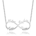 Infinity Four Name Necklace Silver