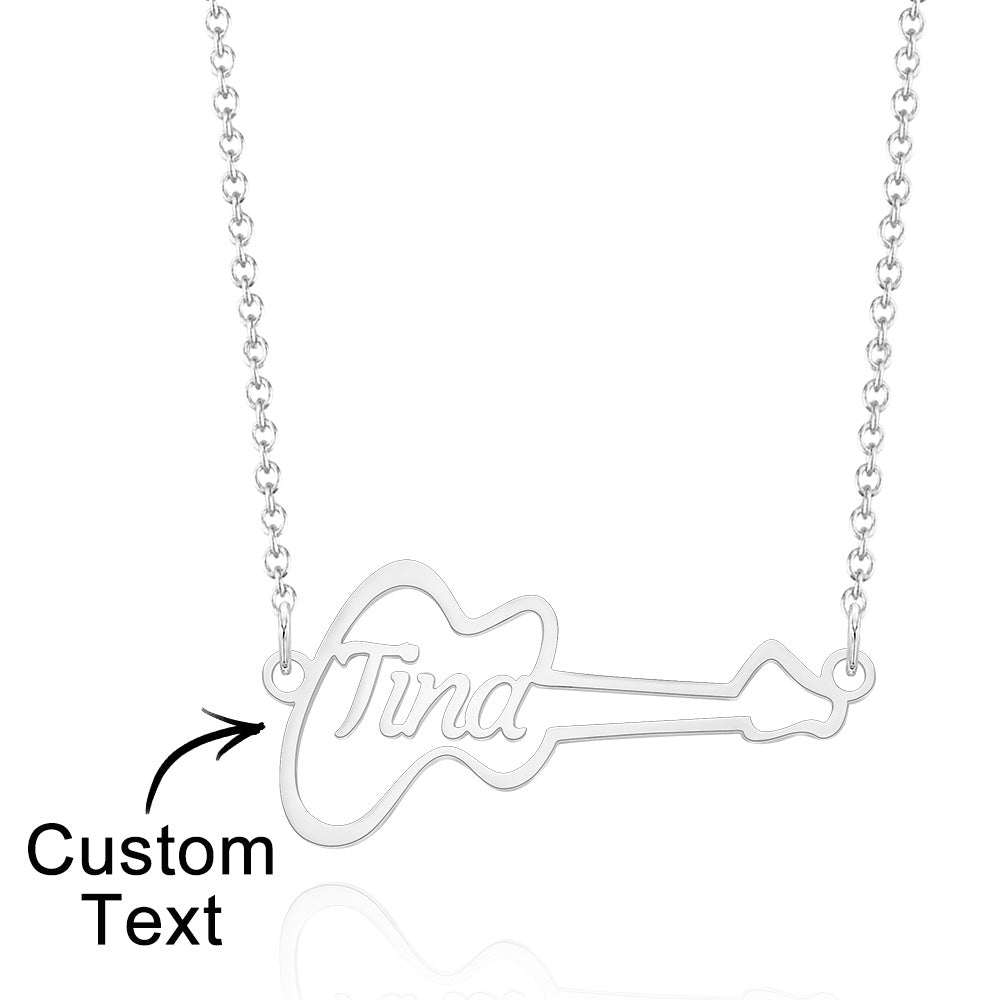 Custom Guitar Shaped Name Necklace Punk Choker for Music Lover