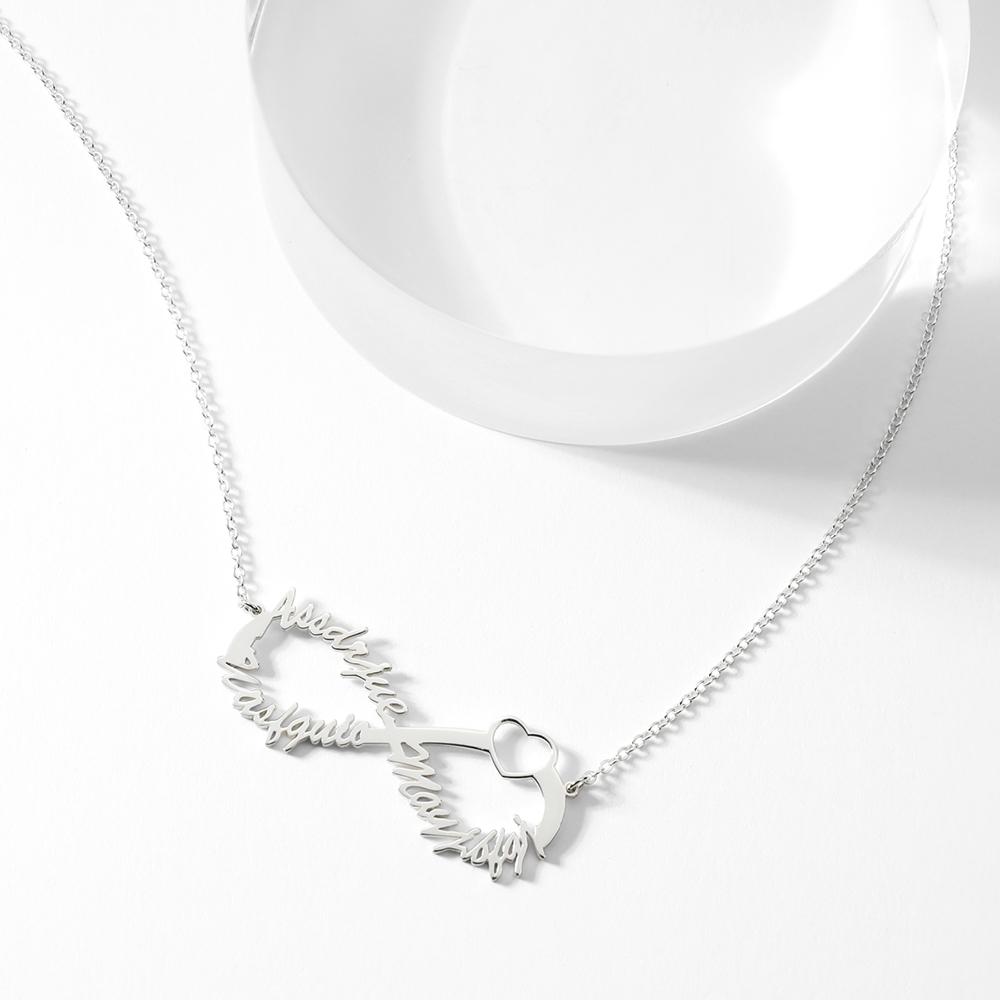 Silver Infinity Three Name Necklace