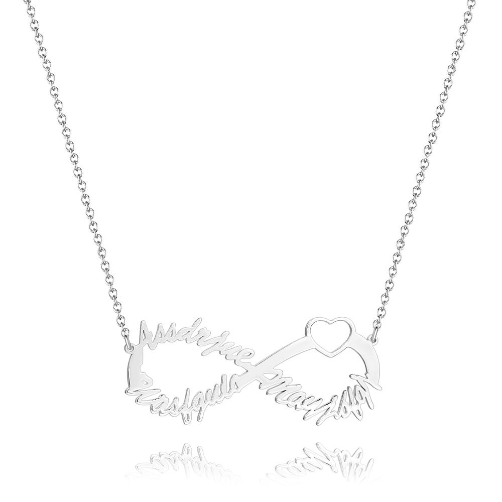 Silver Infinity Three Name Necklace