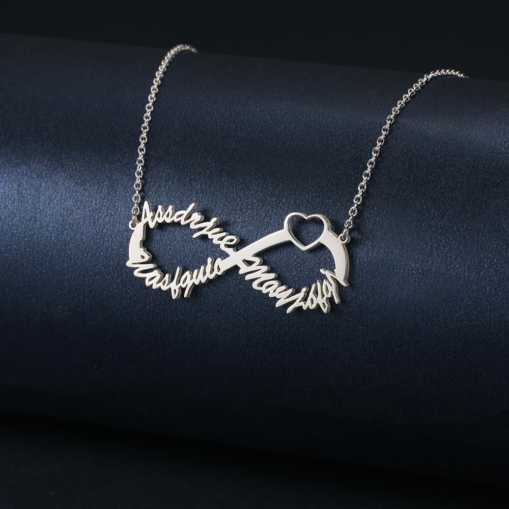 Silver Infinity Three Name Necklace