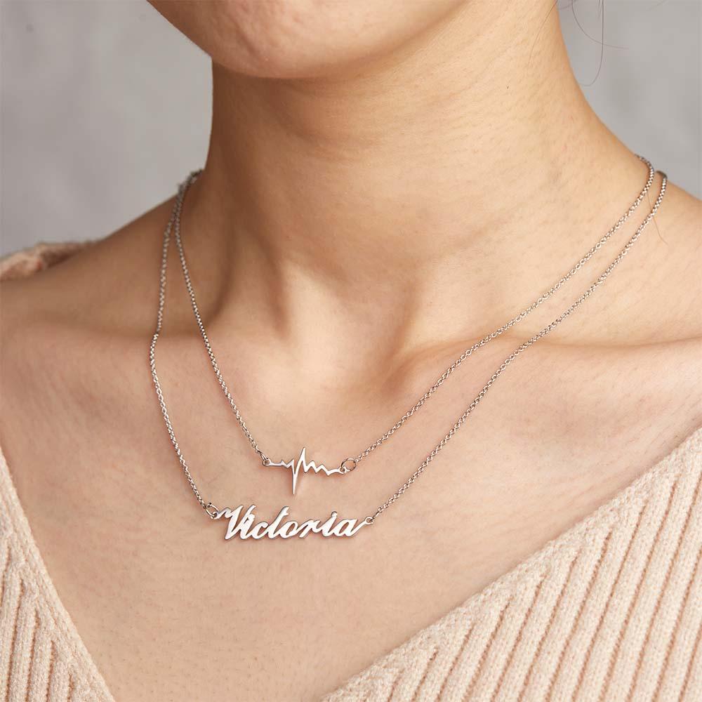 "Our Love" Two Interconnected Chains Lightning Necklace Personalized Name Necklace