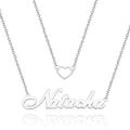 "Give My Heart To You" Personalized Heart Double Chain Name Necklace Unique Gift for Girlfriend