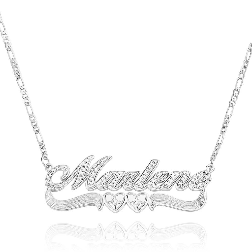 Two-Tone Heart Custom Name Necklace Shine Birthday Gift for You Loved Ones