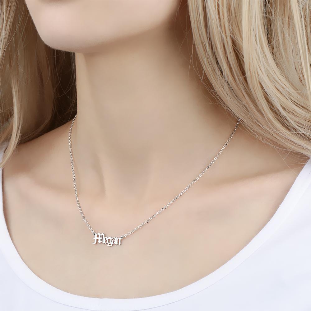 Personalized Name Necklace, Old English Name Necklace Best Gift - Silver