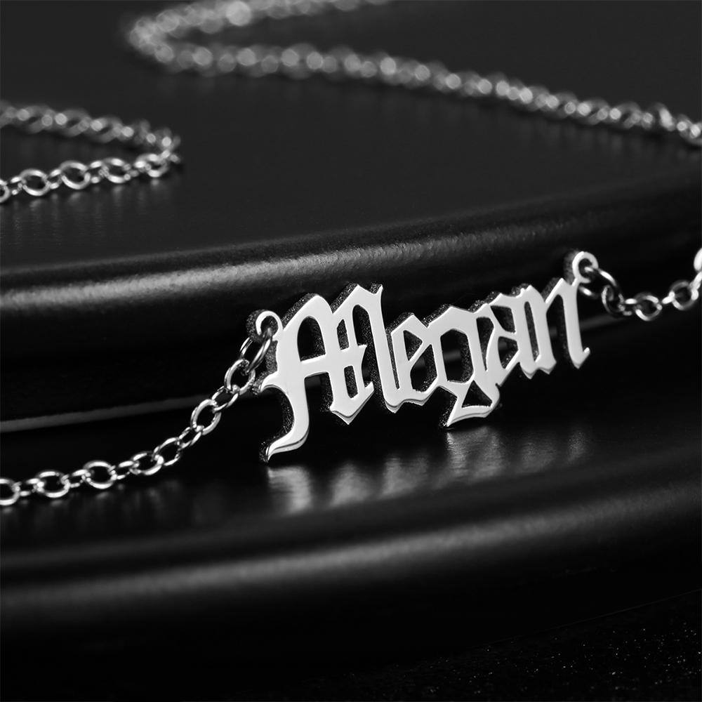 Personalized Name Necklace, Old English Name Necklace Best Gift - Silver