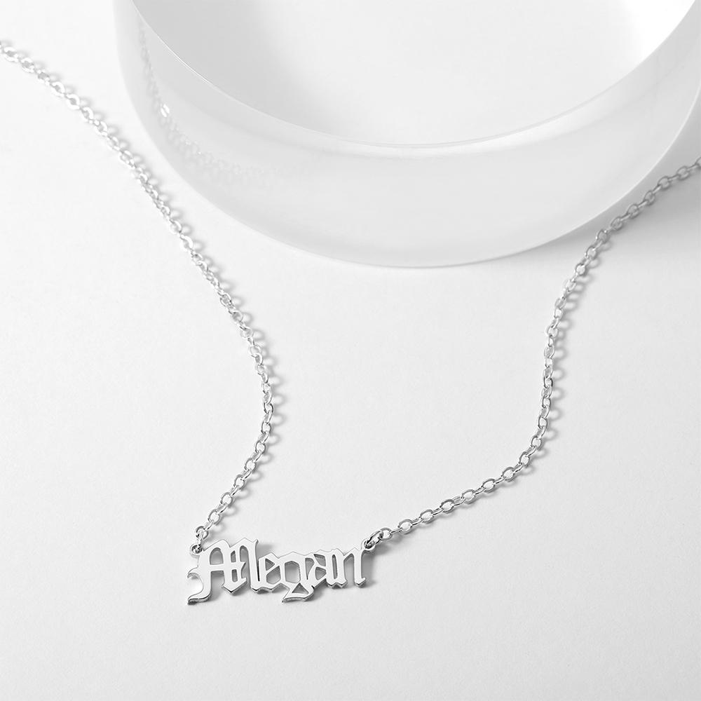 Personalized Name Necklace, Old English Name Necklace Best Gift - Silver