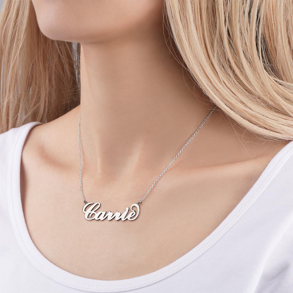 Personalized Large Name Necklace, Big Statement Necklace - Silver