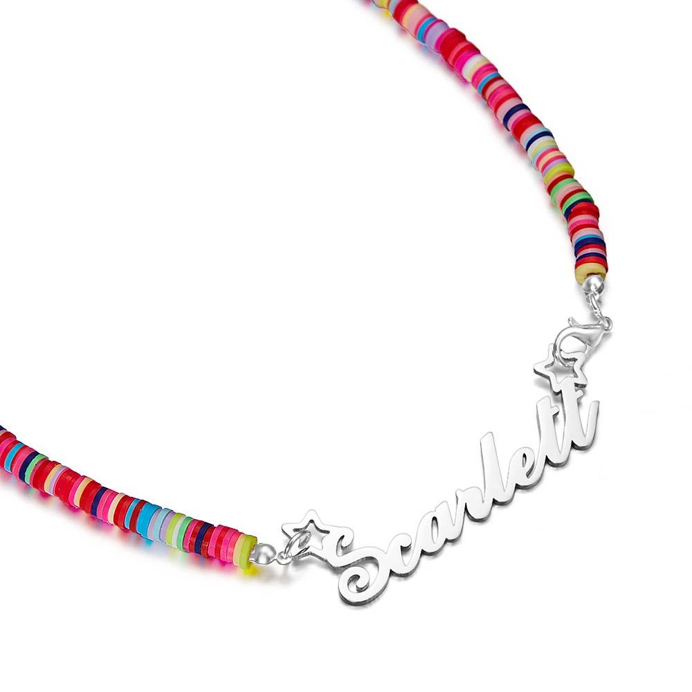 Rainbow Magic Girls Name Necklace Personalized Children Nameplate Necklace Gift