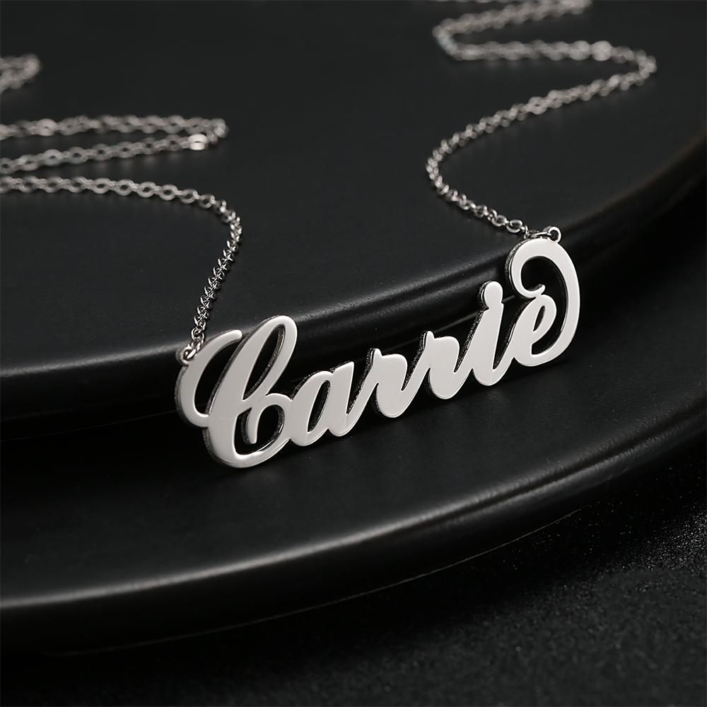 Personalized Large Name Necklace, Big Statement Necklace - Silver