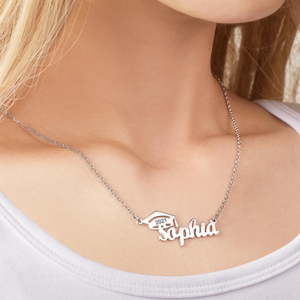 Custom Bachelor Cap Name Necklace Graduation Gifts