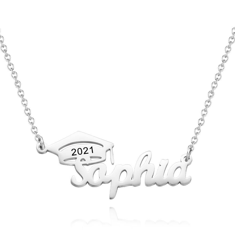 Custom Bachelor Cap Name Necklace Graduation Gifts