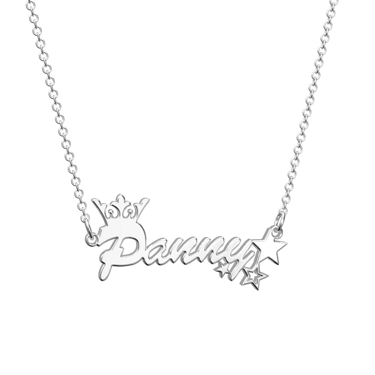 Custom Name Necklace Crown and Stars Necklace Shining Little Princess