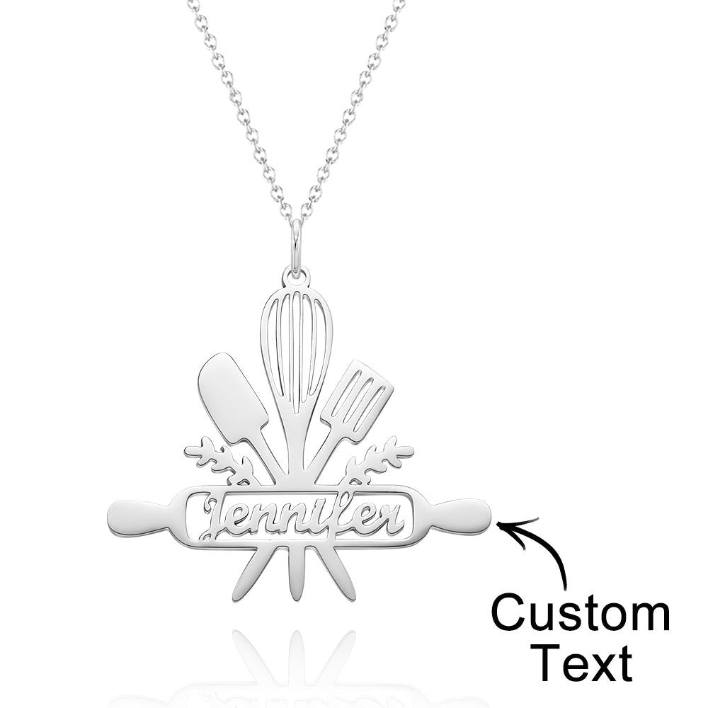 Custom Engraved Cooking Name Pendant Necklace Gift for Her