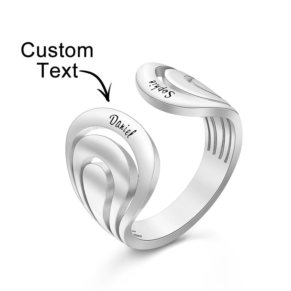 Custom Engraved Hug Name Rings Gift for Her