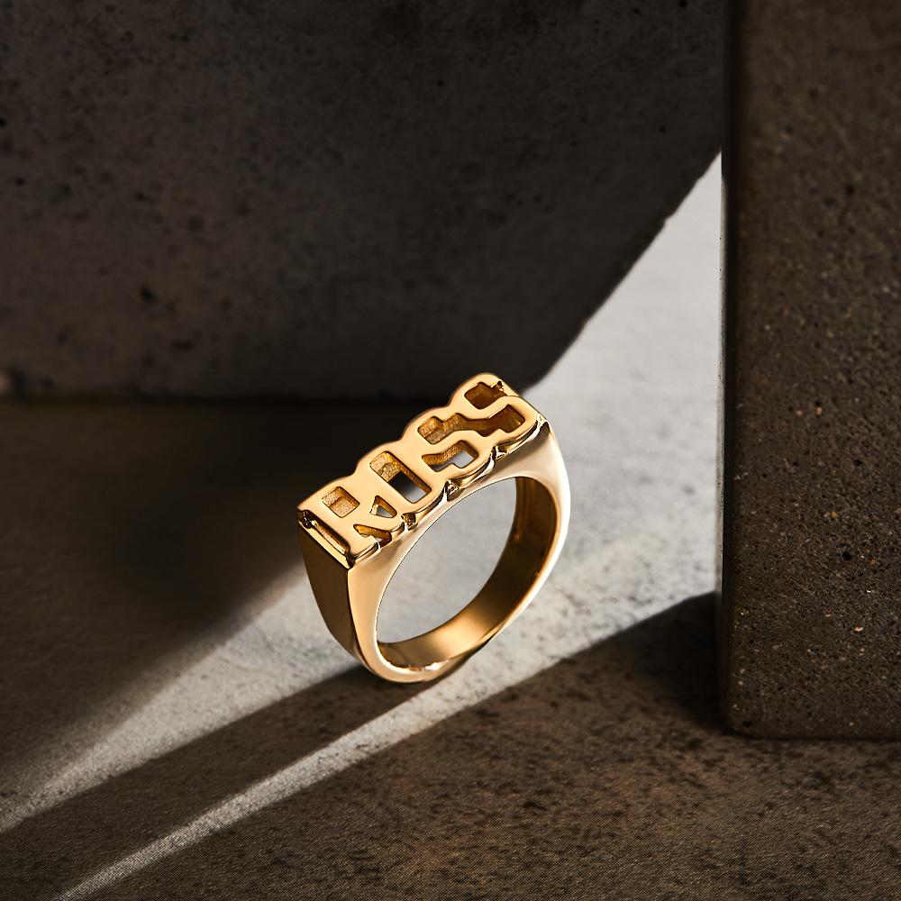 Custom Name Ring, Personalized Block Name Ring, Name Ring, Engraved Name Ring For Men and Women