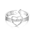 Loving Heart Custom Name Adjustable Ring For Women Girls Engagement Gift