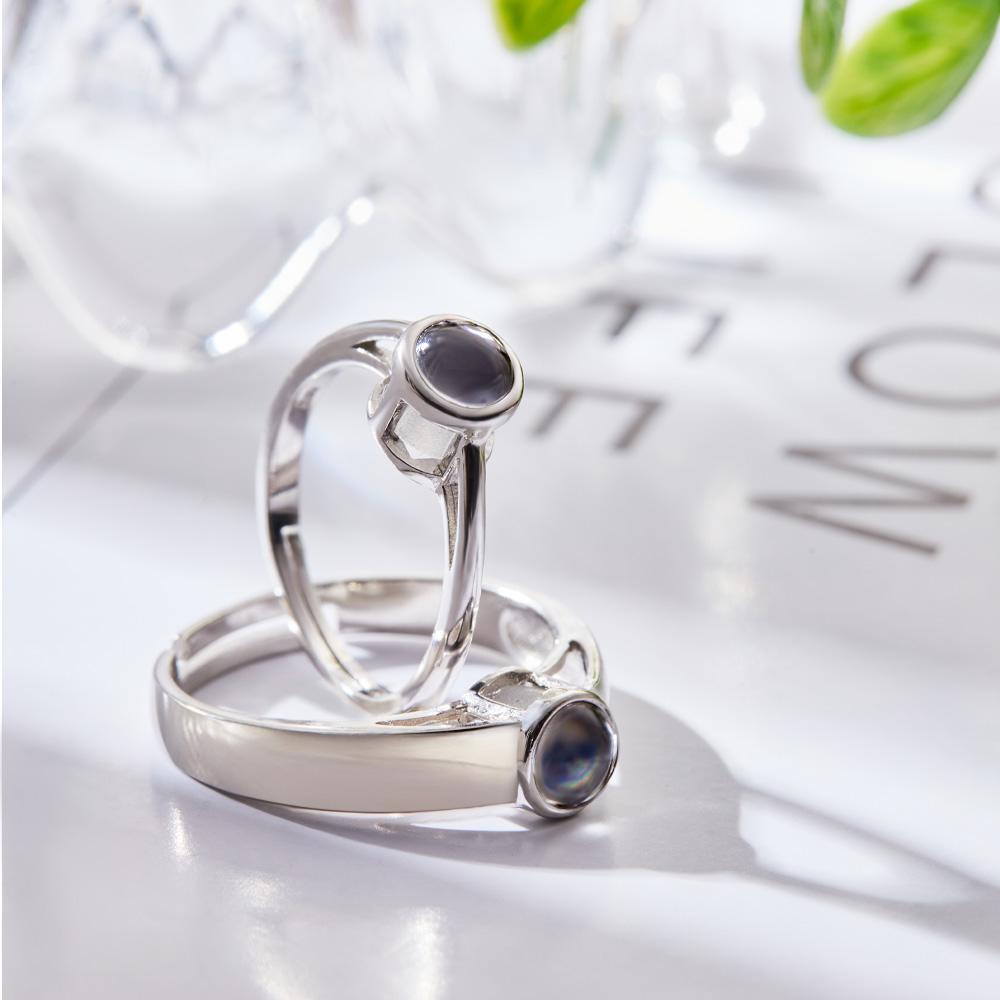 Custom Photo Projection Ring Adjustable Ring for Girlfriend Personalized Couples Statement Ring Wedding Jewelry Anniversary Gift