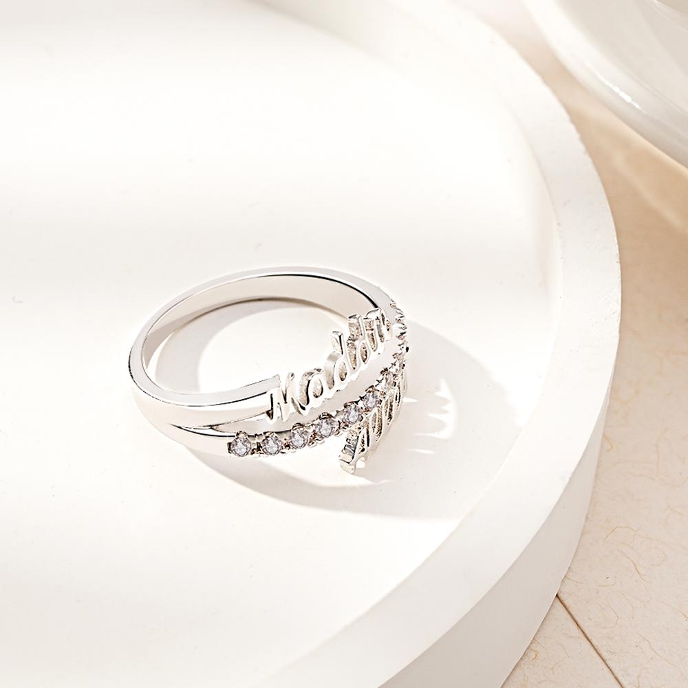 Custom Two Names Ring Personalized Gift For Mom Best Friend Gift Stackable Ring