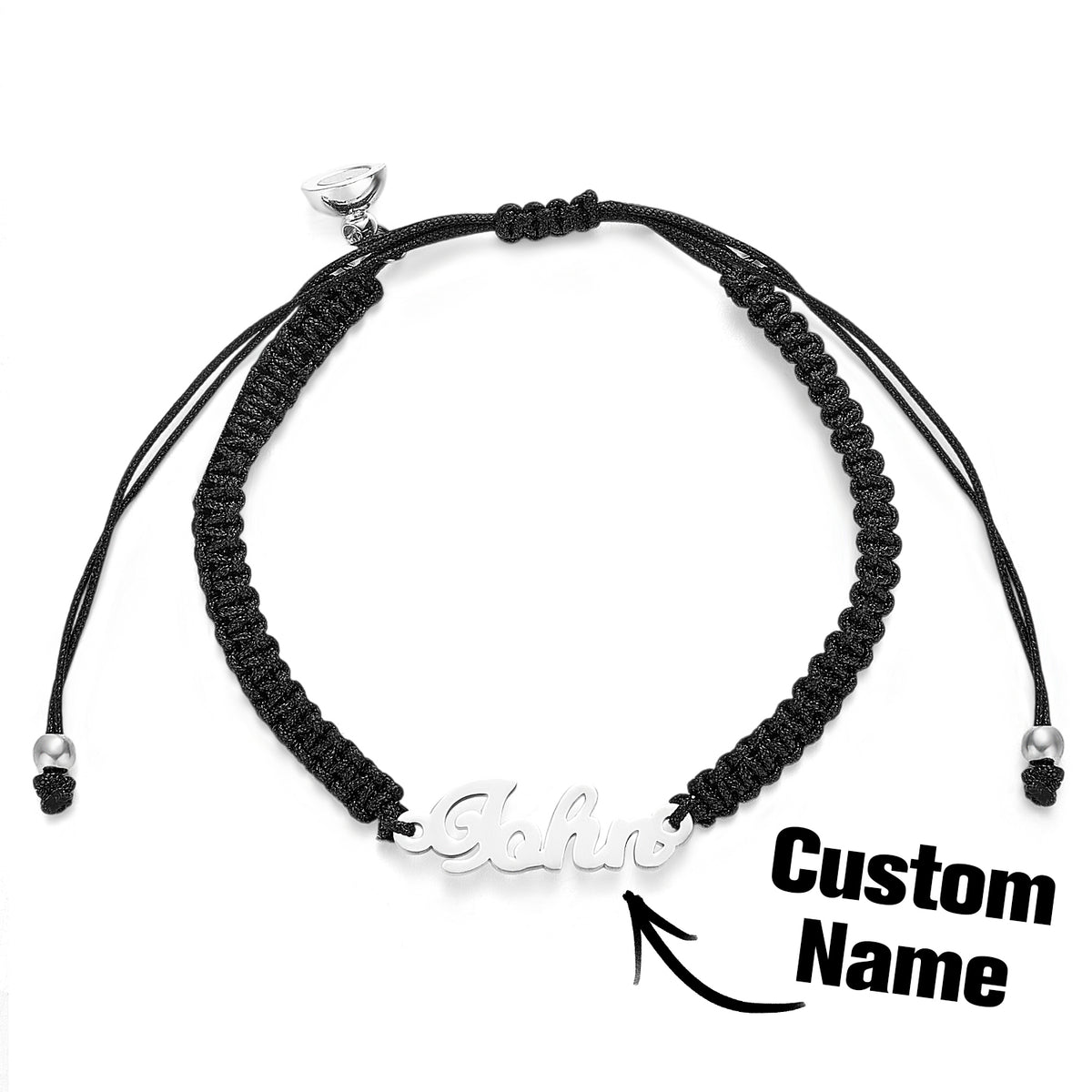 Custom Braided Name Bracelet with Heart Personalized Couple Heart Bracelet Unisex Adjustable Bracelet Couple Gifts