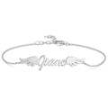 Name Bracelet, Personalized Angel Wings Bracelet Platinum Plated - Silver
